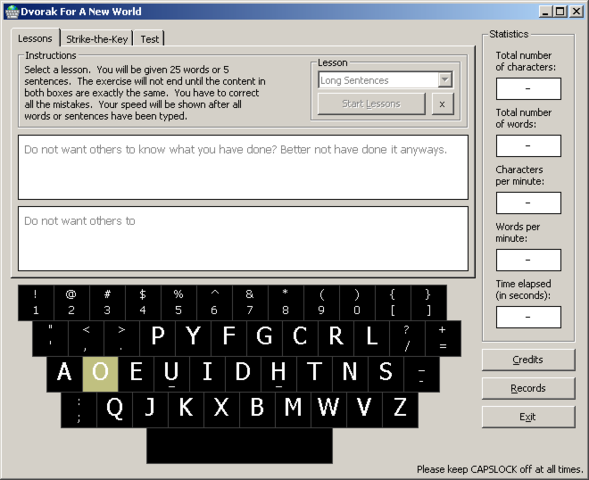Dvorak Typing Program Screenshot 1