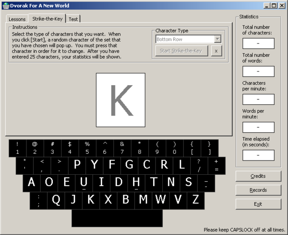 Dvorak Typing Program Screenshot 2